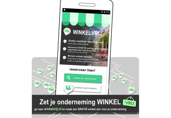 Gratis Winkelvrij app: 'Corona oplossing veilige klantregistraties in de horeca' 1 Winkelvrij start